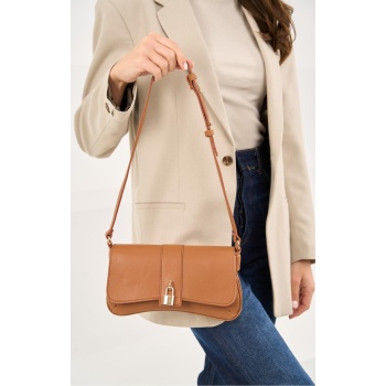 madamra tan women`s lock clamshell handbag