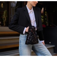 madamra black large sequined women`s sequined clutch bag