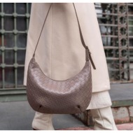 madamra women`s dark mink knitted patterned big bag