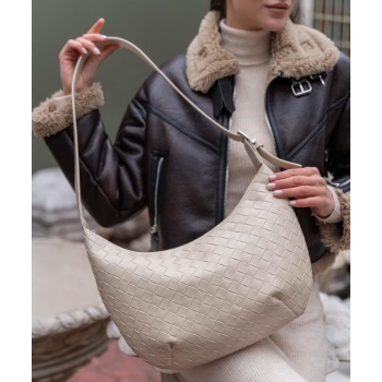 madamra women`s cream knitted patterned big bag σε προσφορά
