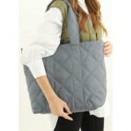 madamra gray women`s quilted pattern puffy bag
