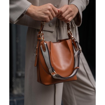 madamra tan women`s top stitched wallet bucket bag