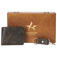 altinyildiz classics men`s black 100% genuine leather wallet keychain