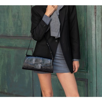 madamra black patent leather women`s clamshell rectangle bag σε προσφορά