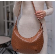 madamra camel women`s knitted patterned big bag