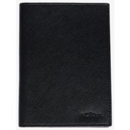 ac&co / altınyıldız classics men`s black special gift boxed faux leather handmade passport holder