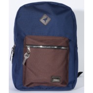 ac&co / altınyıldız classics men`s navy blue-brown logo laptop compartment sports school-backpack