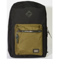 ac&co / altınyıldız classics men`s black-khaki logo sports school-backpack with laptop compartment