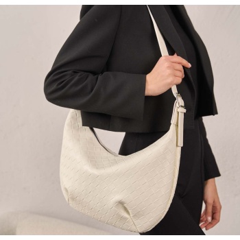 madamra women`s ecru dora knitted patterned big bag