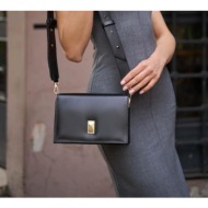 madamra women`s black gold detailed thick strap shoulder bag