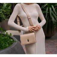madamra mink women`s gold detailed thick strap shoulder bag