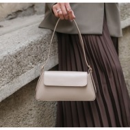 madamra beige women`s plain design clamshell tote bag