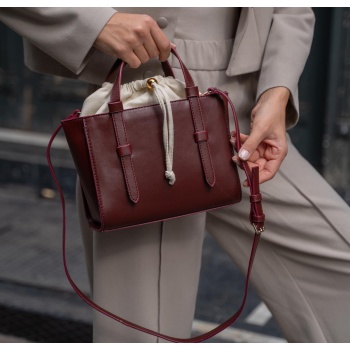 madamra burgundy women`s woven fabric knee closure lined bag