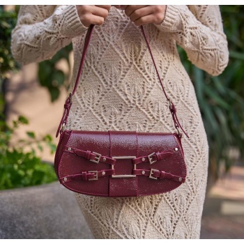madamra burgundy patent leather women`s belt accessory σε προσφορά