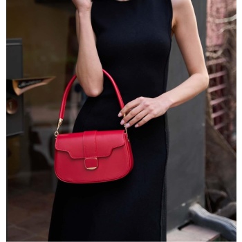 madamra red women`s gold accessory short handle shoulder bag σε προσφορά