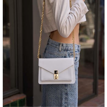 madamra white women`s accessory clip detail crossbody bag σε προσφορά