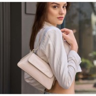 madamra women`s cream patent leather alba simple design clamshell clutch bag -
