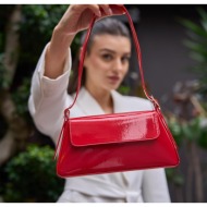 madamra red patent leather women`s alba simple design women`s clamshell handbag -