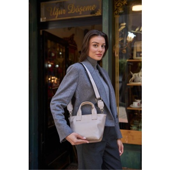 madamra light mink women`s soft leather column strap bag σε προσφορά