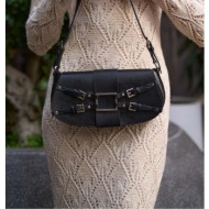 madamra black women`s belt accessory detail hand and shoulder bag