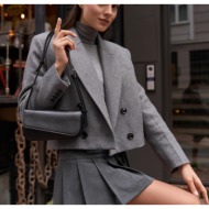 madamra women`s black mia asymmetric cut handbag