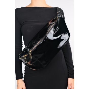 luvishoes venta black patent leather women`s large waist bag σε προσφορά