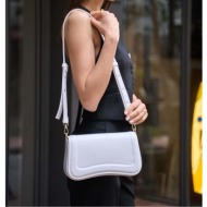 madamra white women`s hand and shoulder bag with magnet closure