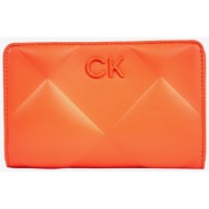 orange women`s calvin klein re-lock quilt bifold wallet
