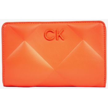 orange women`s calvin klein re-lock quilt bifold wallet