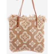 patterned large woven beach bag brown sadhara