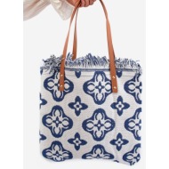 patterned large woven beach bag white sadhara