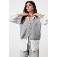 trendyol gray regular boucle vest
