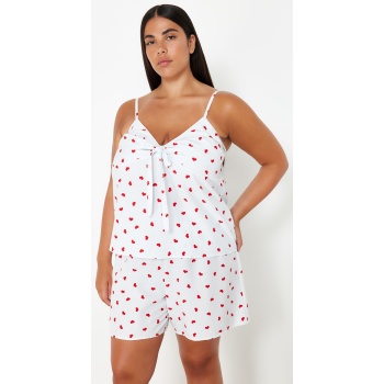 trendyol curve white heart strap woven pajama set σε προσφορά