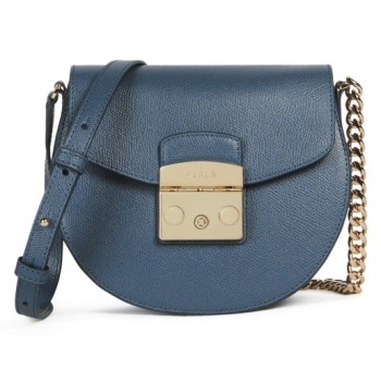 furla handbag - metropolis mini crossbody round - ares blue