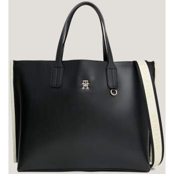 black women`s handbag tommy hilfiger iconic tommy satchel σε προσφορά