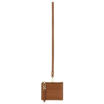 michael kors card case - empire sm clip card lanyard brown σε προσφορά