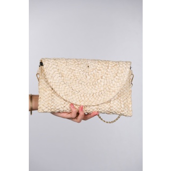 luvishoes colva women`s beige straw clutch bag