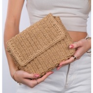 luvishoes damas women`s dark beige straw crossbody bag