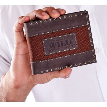 men´s brown leather wallet with stitching