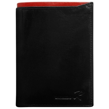 black men´s wallet without a clasp in leather with a red