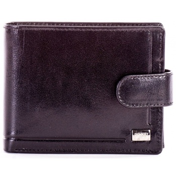 black leather wallet with symmetrical embossing