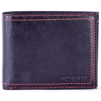 men´s black leather wallet with red trim