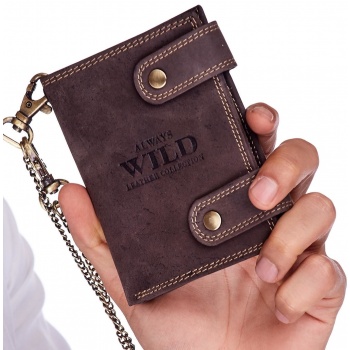 men´s dark brown leather wallet with a handle