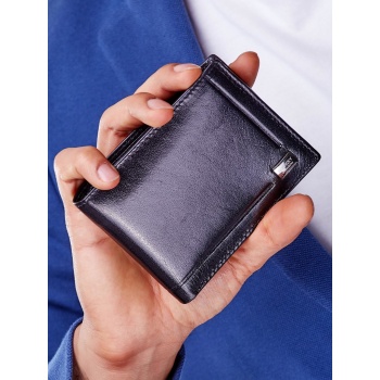 men´s black leather wallet with embossing
