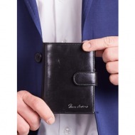 men´s black leather vertical wallet