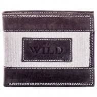 leather wallet for a man with a textile insert