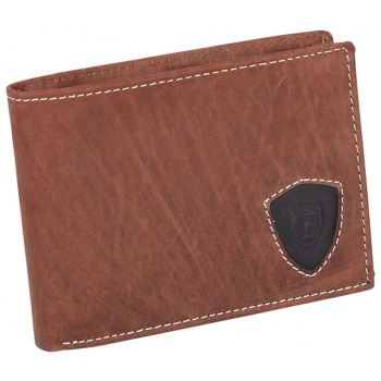 men´s wallet with a dark brown emblem