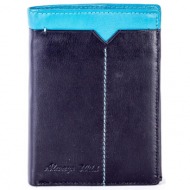 black leather wallet with blue insert