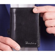 vertical wallet for a man in black leather