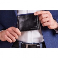 black wallet for men with cobalt module